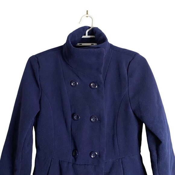 Forever 21 Women's Navy Warm Wear Double Breasted Pea Coat Sz S - Picture 2 of 11